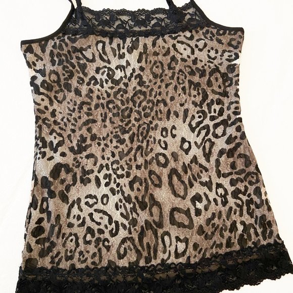 Maurices women's vintage cheetah lined camisole US M, adj. straps, lace trim - Picture 2 of 9